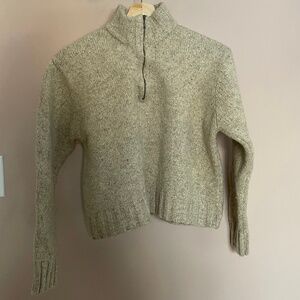 Vintage 70s Wool Silk Cropped Quarter 1/4 Zip XL Sweater
